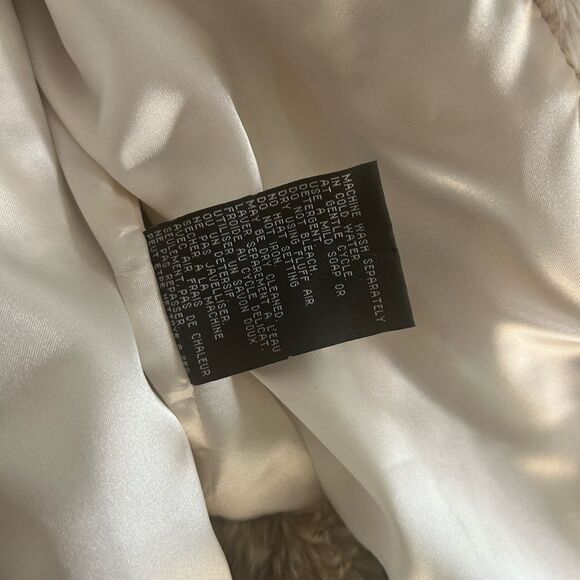 VTG! Nuage Collection Cream Faux Fur Hooded Coat Tiger Print L/G 90s Cozy Glam - Picture 4 of 15